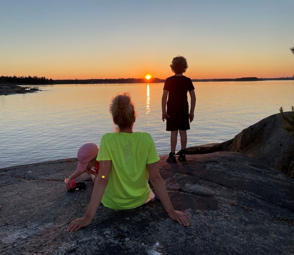 hav strand solnedgång familj